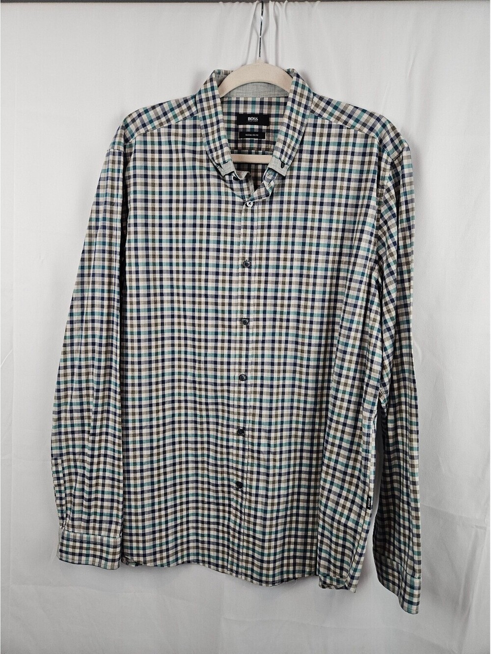 BOSS Hugo Boss Regular Fit XL Checkered Button-Up Shirt